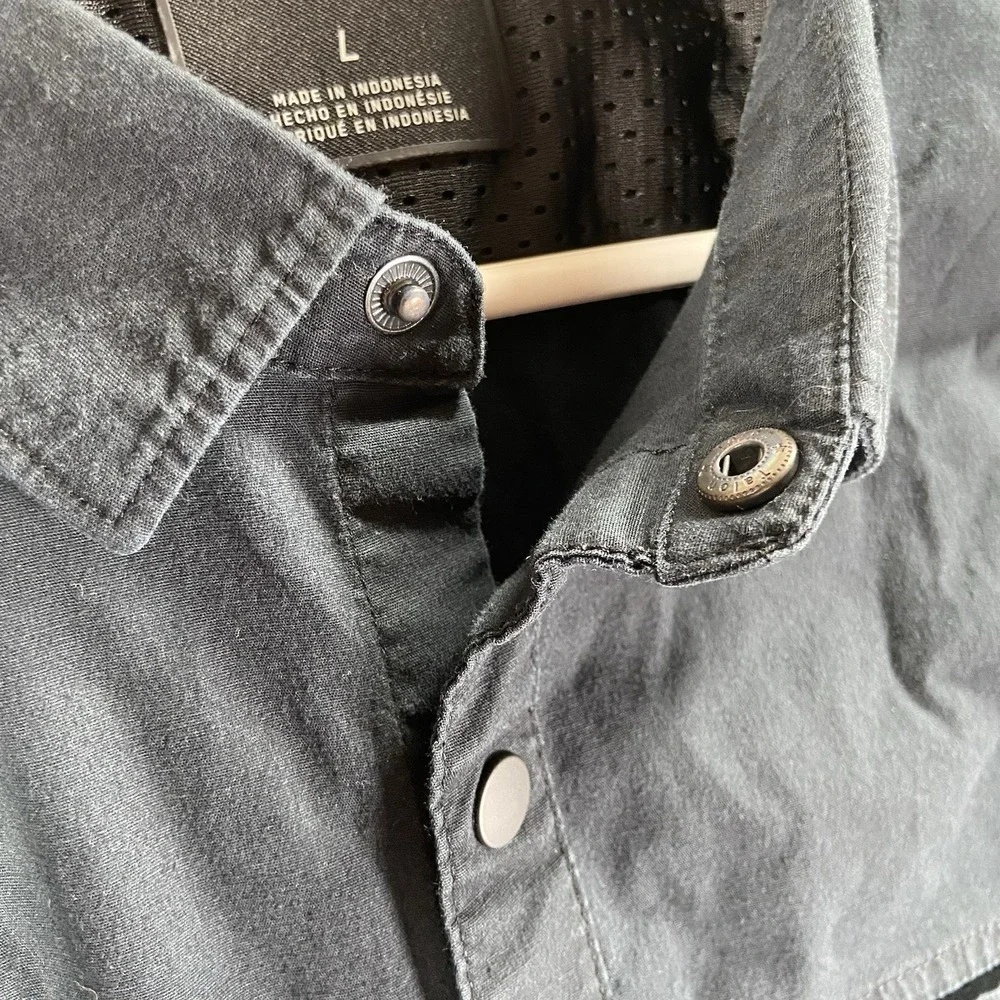 Fox Head Racing Shirt Mens Large Snap Buttons Short Sleeve Utility Pockets Biker
